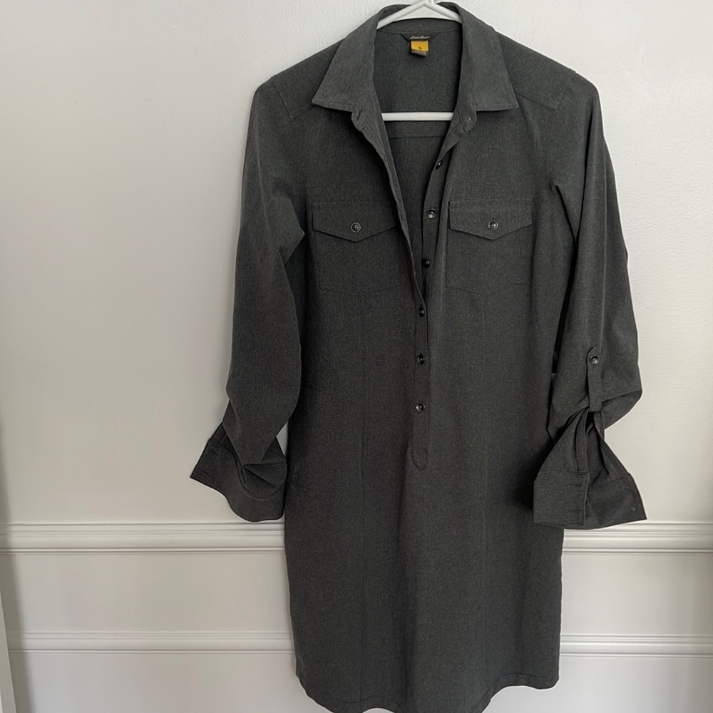 Eddie Bauer Gray Button-Up Dress